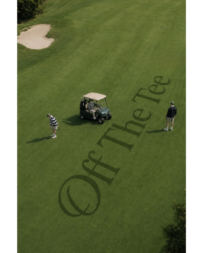 Off The Tee drone view of golf green course layout