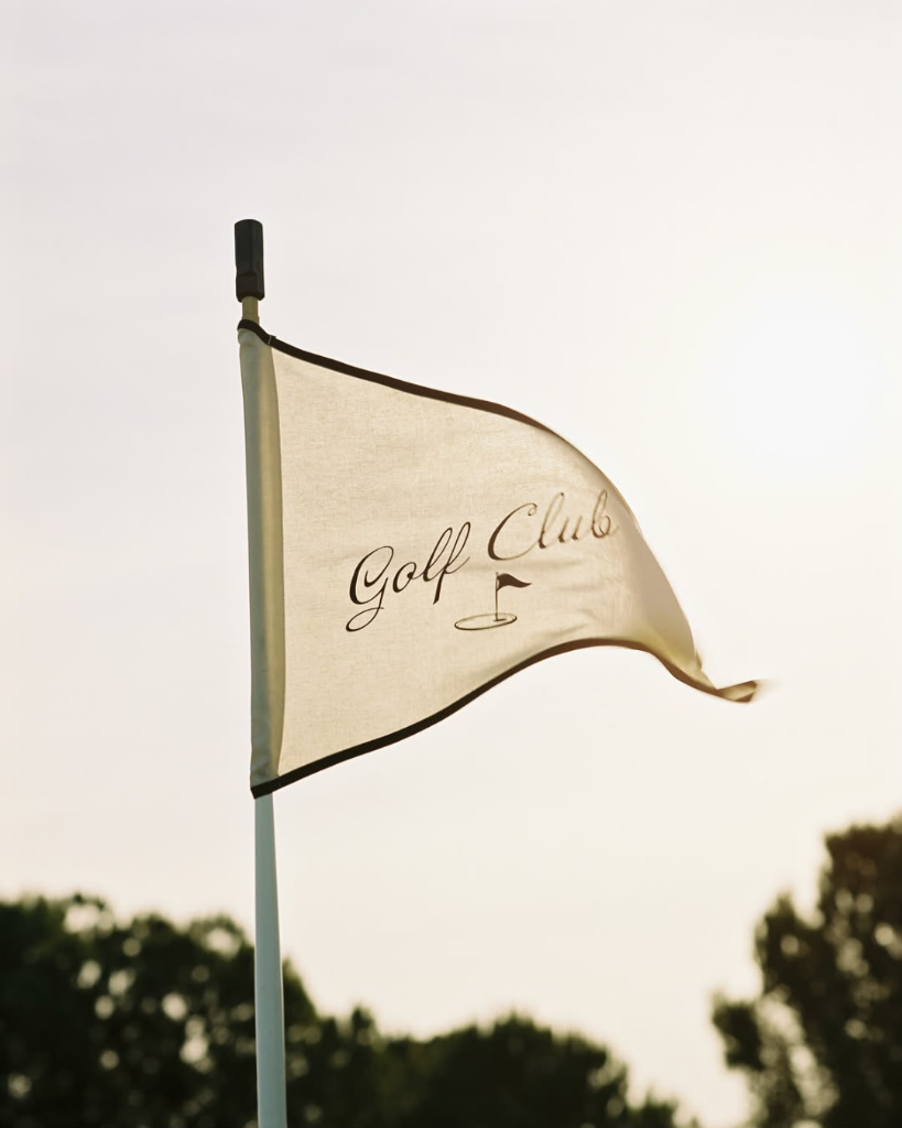 Off The Tee premium linen golf flag branding mark