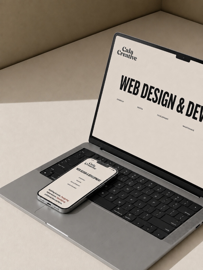Cala Creative web design and development displayed on laptop and phone