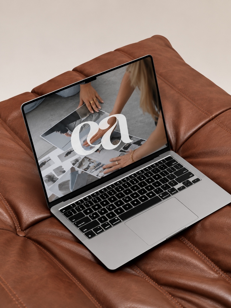 Brand Identity - Minimalist styling of Cala Creative branding on a laptop screen