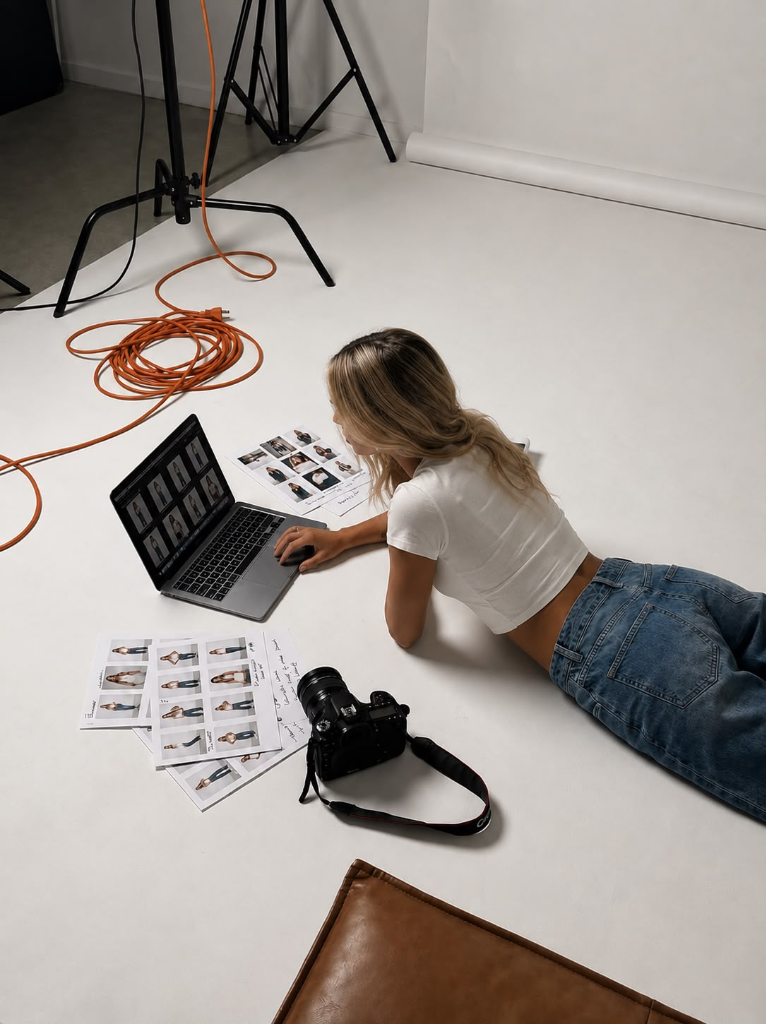 Visual Content Creation - Cala Creative Agency camera and laptop edit session